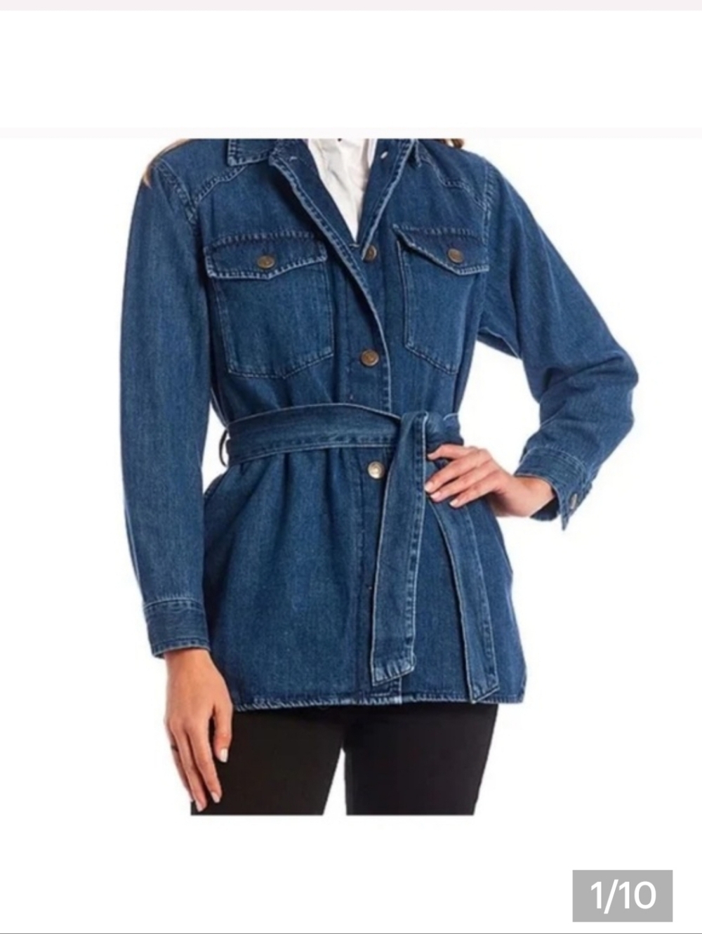Antonio Melani Penelope Button Down Collar Detachable Belt Statement Shacket.